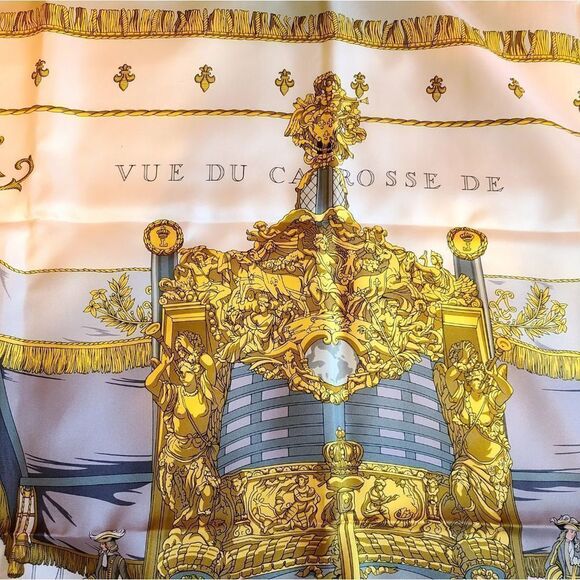 HERMÈS La Rèale-Vue du Carrosse de la Galère Silk Scarf - Picture 7 of 10